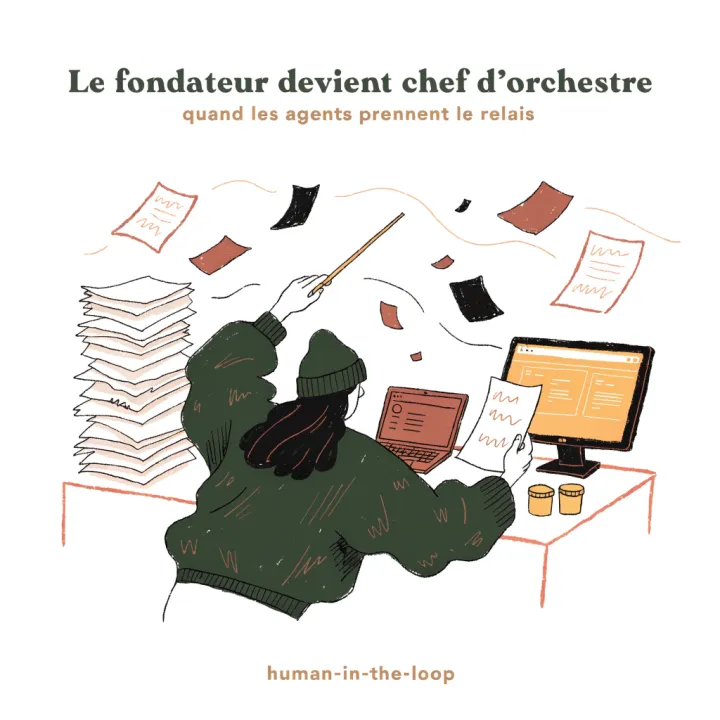 Le fondateur devient chef d’orchestre — illustration éditoriale